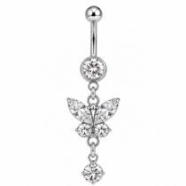 Piercing de Umbigo Borboleta Feminino com Zircônia Aço Inoxidável 4,5cm Piercing de Umbigo Borboleta Feminino com Zircônia Aço Inoxidável 4,5cm
