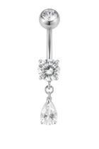 Piercing De Umbigo Com Detalhe Ponto de Luz Em Prata 925