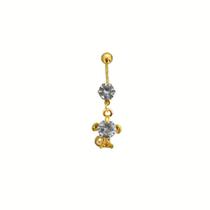 Piercing De Umbigo Com Pedras Zirconia Titanio Dourado