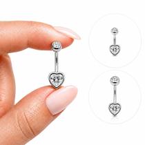 Piercing De Umbigo Coração Com Pedra Zircônia Em Prata 925 Legítima Piercing De Umbigo Coração Com Pedra Zircônia Em Prata 925 Legítima