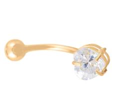 Piercing De Umbigo De Ouro 18k Zirconia Modelo Coração