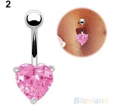 Piercing De Umbigo Dourado Ou Prata Coração Branco Ou Rosa - De Castro joias Piercing De Umbigo Dourado Ou Prata Coração Branco Ou Rosa - De Castro joias