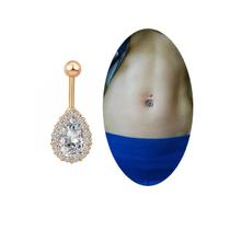 Piercing De Umbigo Dourado Ouro Aço Cirúrgico Gota Zirconia Piercing De Umbigo Dourado Ouro Aço Cirúrgico Gota Zirconia