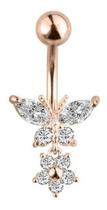 Piercing De Umbigo Dourado Pendurado Pedra Borboleta Flor Piercing De Umbigo Dourado Pendurado Pedra Borboleta Flor