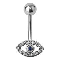 Piercing De Umbigo Em Prata 925 Com Olho Grego Cravejado