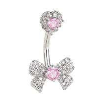 Piercing De Umbigo Feminino De Zircônio Com Laço, Joia Simples Para O Umbigo, Perfuração Pessoal Piercing De Umbigo Feminino De Zircônio Com Laço, Joia Simples Para O Umbigo, Perfuração Pessoal