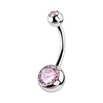 Piercing de Umbigo G23 Titanium - Anel com Cristal e Barra Curva