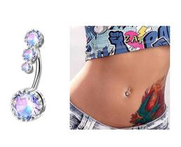 Piercing De Umbigo Invertido Dourado Prata Furtacor Zirconia