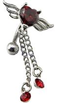 Piercing De Umbigo Invertido Zirconia Coração Prata Vermelho Piercing De Umbigo Invertido Zirconia Coração Prata Vermelho