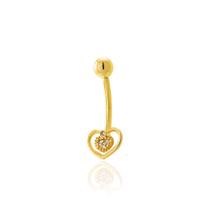 Piercing de Umbigo Ouro 18k Coração Com Zircônias P0018