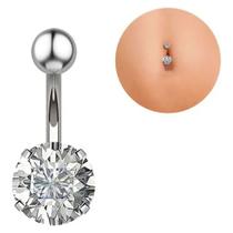 Piercing De Umbigo Pedra Brilhante Zircônia Aço Com Furo