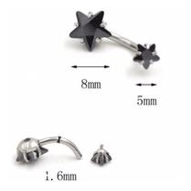 Piercing De Umbigo Prata 2 Estrela Aço Cirúrgico Zircônia Piercing De Umbigo Prata 2 Estrela Aço Cirúrgico Zircônia