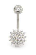 Piercing De Umbigo Prata 925 Coração Cravejado Com Zircônia Piercing De Umbigo Prata 925 Coração Cravejado Com Zircônia