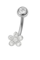 Piercing de Umbigo Prata 925 Flor Cravejada Com Certificado Piercing de Umbigo Prata 925 Flor Cravejada Com Certificado
