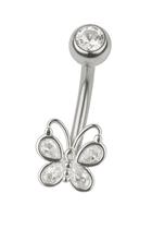Piercing De Umbigo Prata 925 Legítima Borboleta Cravejada Piercing De Umbigo Prata 925 Legítima Borboleta Cravejada