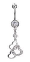 Piercing De Umbigo Prata Coração Pendurado Zirconia Piercing De Umbigo Prata Coração Pendurado Zirconia
