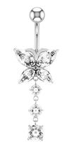 Piercing De Umbigo Prata Pendurado Pedra Borboleta Piercing De Umbigo Prata Pendurado Pedra Borboleta