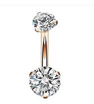 Piercing De Umbigo Rosê 2 Pedras Aço Cirúrgico Zircônia Piercing De Umbigo Rosê 2 Pedras Aço Cirúrgico Zircônia