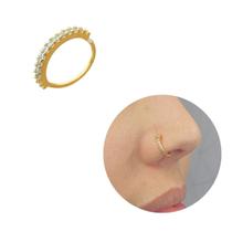 Piercing Delicado Cravejado Nostril Aço banhado ouro 18k
