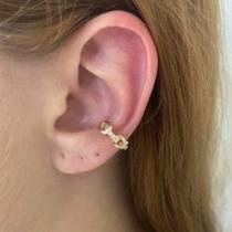 Piercing Dourado Corrente Elo Fake Zirconia Folheado A Ouro