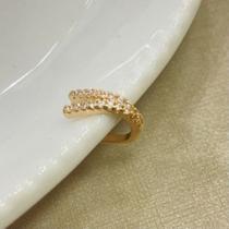 Piercing Dourado Duplo Fake Zirconia Folheado A Ouro