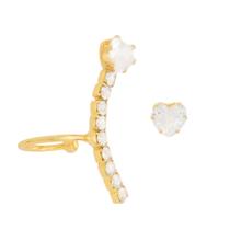 Piercing Dourado Earcuff Coração Cravejado de Zircônia Com Brinco Piercing Dourado Earcuff Coração Cravejado de Zircônia Com Brinco