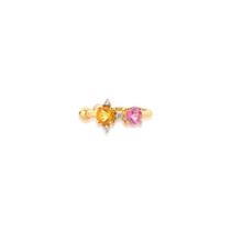 Piercing em Ouro Amarelo com Citrino, Topázio Incolor, Turmalina Rosa