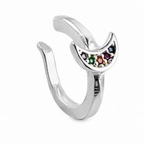 Piercing em Prata 925 Lua Fake com Zircônia Colorida - Joia Elegante Piercing em Prata 925 Lua Fake com Zircônia Colorida - Joia Elegante