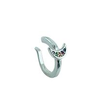 Piercing em Prata 925 Lua Fake com Zircônia Colorida - Joia Elegante