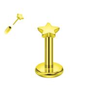 Piercing Estrela Orgânica Sem Rosca Titânio G23 Ouro PVD Cor:DouradoTamanho:6mm (P)
