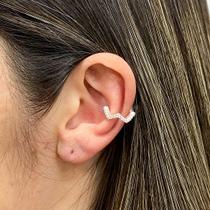 Piercing Fake Cartilagem Cravejado Banhado Prata 925 Zig Zag Piercing Fake Cartilagem Cravejado Banhado Prata 925 Zig Zag