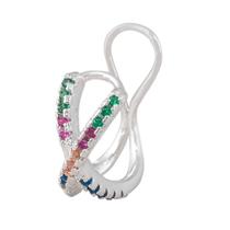Piercing Fake Cartilagem Cravejado Colorido Banhado Prata