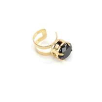 Piercing Fake De Orelha Vazado Circulo Preto Folheado A Ouro 18K Antialérgico - BSPRI22