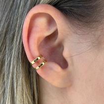 Piercing Fake Duas Linhas Liso Banhado em Ouro 18k