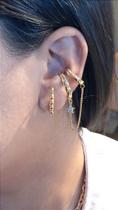 Piercing Fake Duplo Dourado para Orelhas