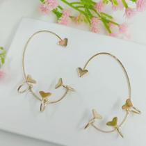 Piercing fake ear cuff corações semijoia - 313 Piercing fake ear cuff corações semijoia - 313