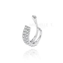 Piercing fake fileira dupla cravejado prata 925 Piercing fake fileira dupla cravejado prata 925