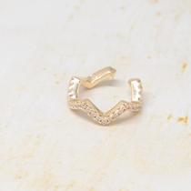 Piercing fake Flor de Lis zig zag - folheado em ouro 18 k