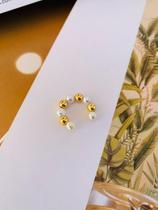 Piercing fake piercing de pressão modelo pérolas folheado