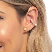 Piercing Fake Prata 925 com 8 Pérolas Banhado a Ouro 18k
