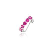 Piercing fake zircônias turmalina pink prata 925