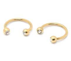 Piercing Ferradura com Pedras PVD Dourado Aço Cirúrgico 1.2mm Piercing Ferradura com Pedras PVD Dourado Aço Cirúrgico 1.2mm