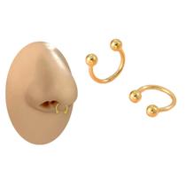Piercing Ferradura Dourado Aço Cirúrgico Nariz e Orelha 6mm - Oremte