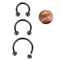 Piercing Ferradura Kit Com 3 Un Aço Cirúrgico 6/8/10Mm