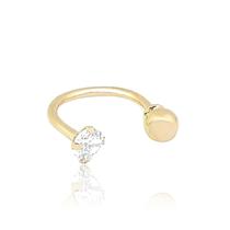 Piercing Ferradura Ouro 18k Maciço Pedra e Bolinha Antialérgico