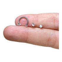 Piercing Ferradura Ponto De Luz Zircônia Aço Cirúrgico 316l