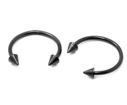 Piercing Ferradura Spike Aço Cirúrgico Preto PVD 1.2mm