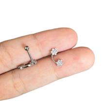 Piercing Flor Dupla Hélix Tragus Cartilagem Prateada