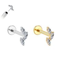 Piercing Folha Brilhante Sem Rosca Titânio G23 Ouro PVD Cor:DouradoTamanho:6mm (P)