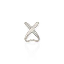 Piercing Folheado Prata Design X Liso e Com Micro Zirconia